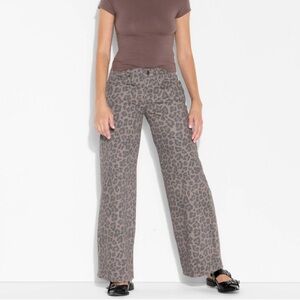 Wild Fable Leopard Print Wide Leg Pants - Brown and Gray